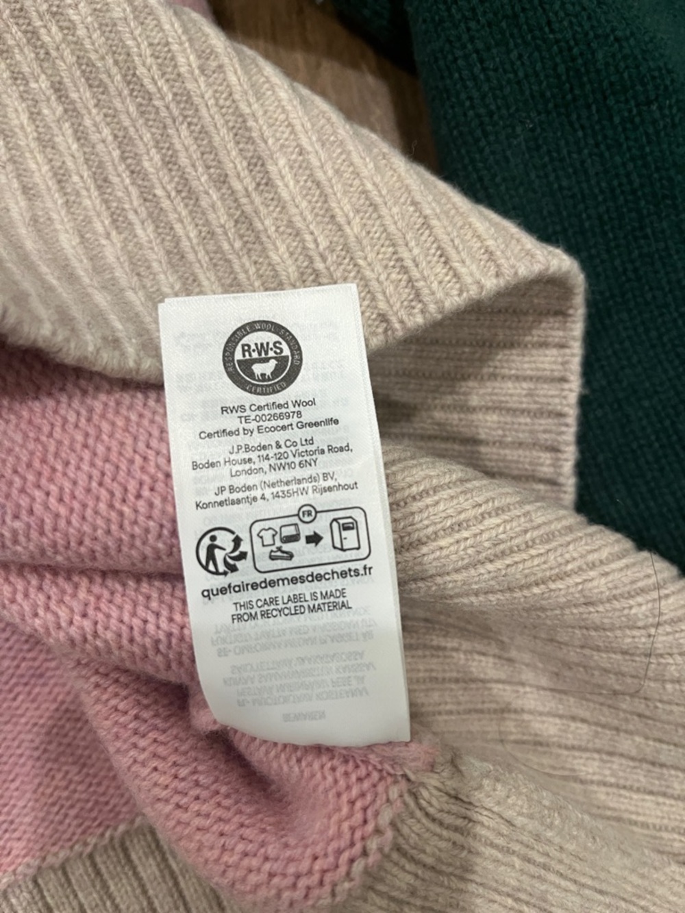 Boden Pink Center Colorblock Crewneck Medium - Picture 3 of 4
